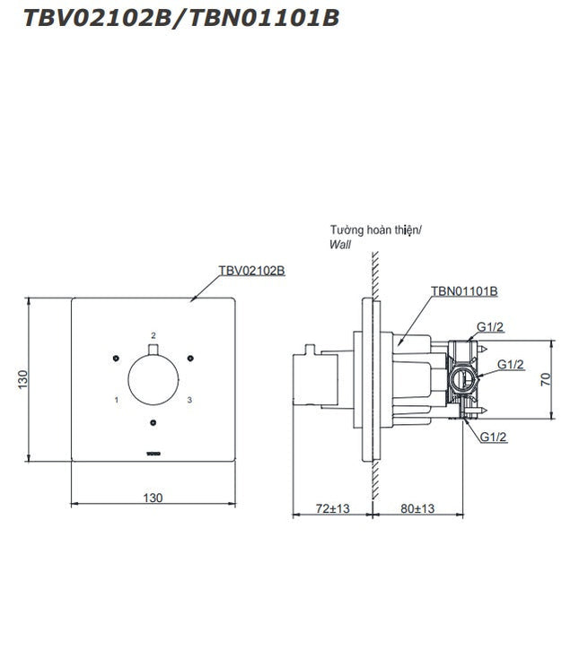 Van Chuyển Hướng 3 Đường Nước TOTO TBV02102B/TBN01101B