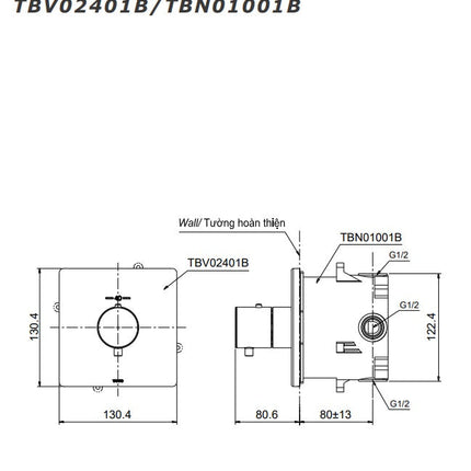 Van Điều Chỉnh Nhiệt Độ TOTO TBV02401B TBN01001B