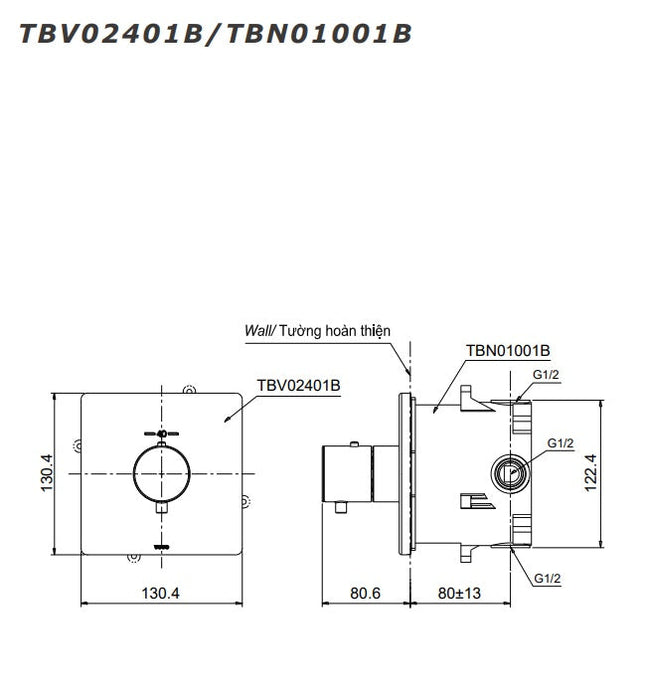 Van Điều Chỉnh Nhiệt Độ TOTO TBV02401B TBN01001B
