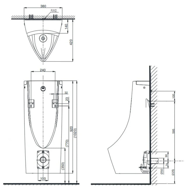 Bồn Tiểu Nam TOTO USWN900AS#XW HHF90603 Cảm Ứng Dùng Điện Ewater+