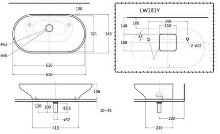 Chậu Lavabo TOTO LW181Y Đặt Bàn