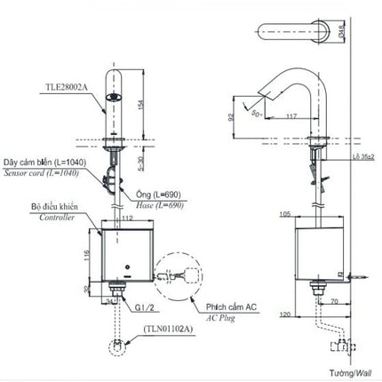 Vòi Lavabo Cảm Ứng TOTO TLE28002V Tự Động