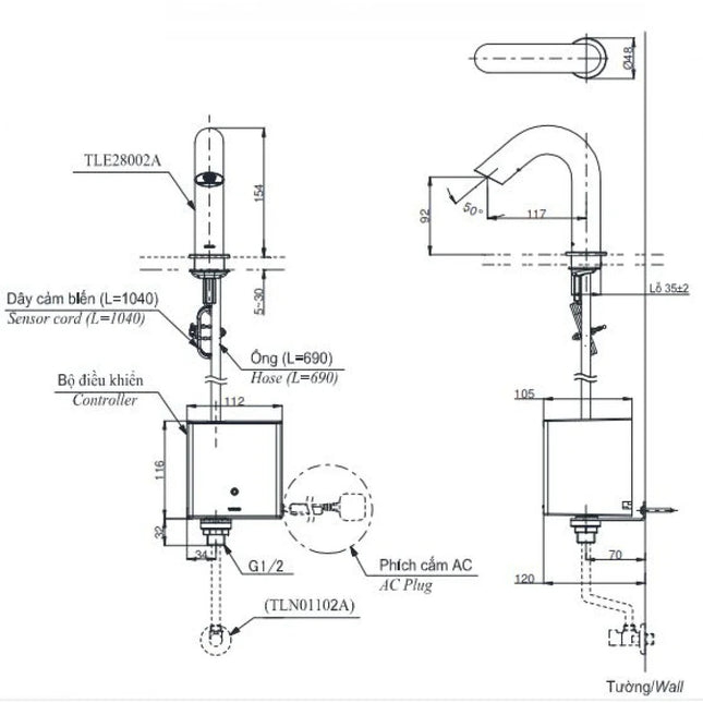 Vòi Lavabo Cảm Ứng TOTO TLE28002V Tự Động