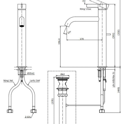 Vòi Lavabo TOTO TLG11305V Nóng Lạnh Cổ Cao