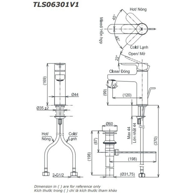 Vòi Lavabo TOTO TLS06301V1 Nóng Lạnh