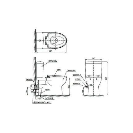 Cs320Pdre2#W Bàn Cầu Hai Khối