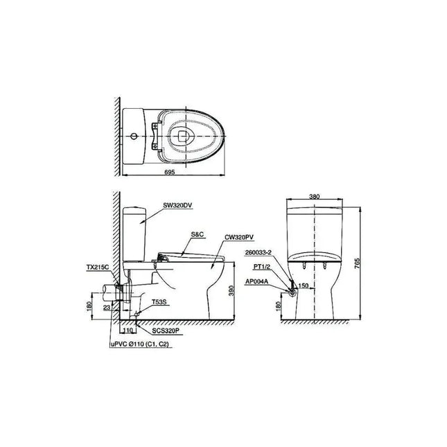 Cs320Pdre2#W Bàn Cầu Hai Khối
