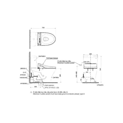 Cs769Drw14#Xw Bàn Cầu Hai Khối