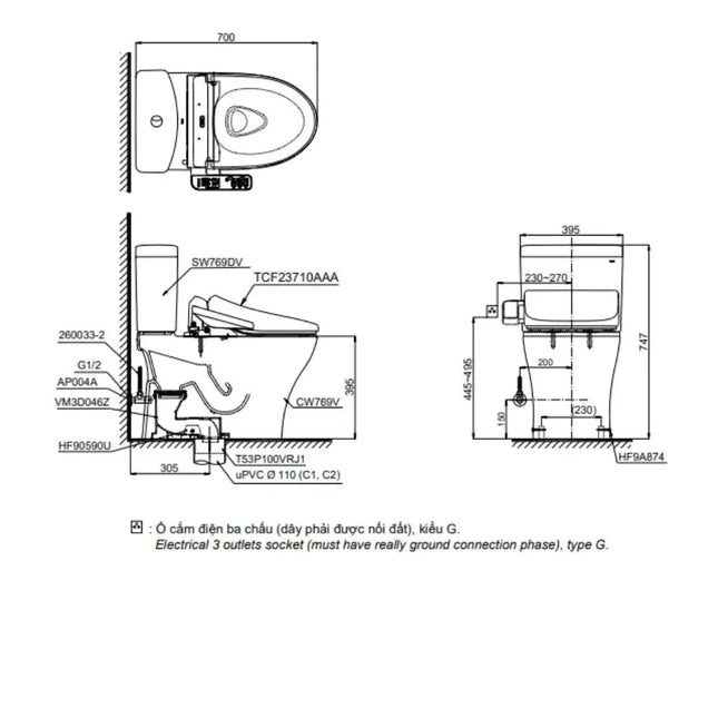 Cs769Drw18#Xw Bàn Cầu Hai Khối