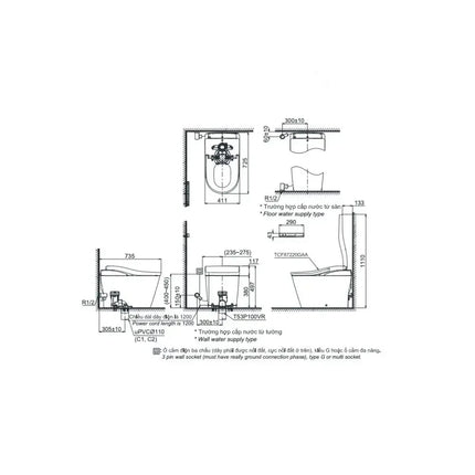 Cs911Vt#Nw1 Tcf87320Gaa#Nw1 T53P100Vr Bàn Cầu Thông Minh Neorest Ls (220V)