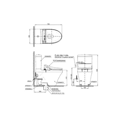 Bàn cầu 2 khối CS948CDW15#XW | Thiết Bị Vệ Sinh TOTO