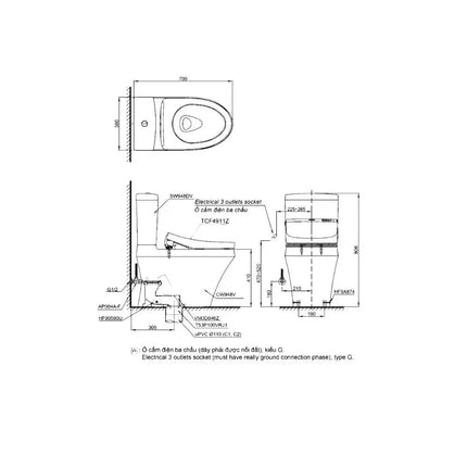Cs948Dw11#Xw Bàn Cầu Hai Khối