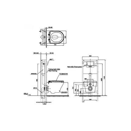 Bồn Cầu TOTO CW162/TC384CVK Treo Tường