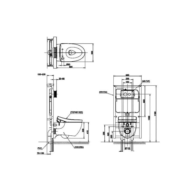 Bàn cầu treo tường CW812REA#W TCF24460AAA#NW1 WH172AT TCA465 | Thiết B…