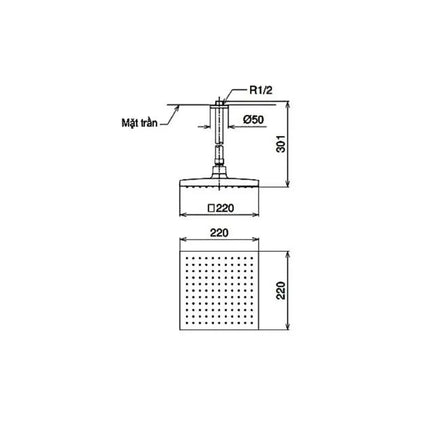 Bát sen gắn trần DB144-1CR | Thiết Bị Vệ Sinh TOTO