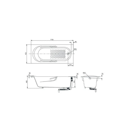 Bồn tắm nằm xây FBY1720NHPE DB505R-2B | Thiết Bị Vệ Sinh TOTO