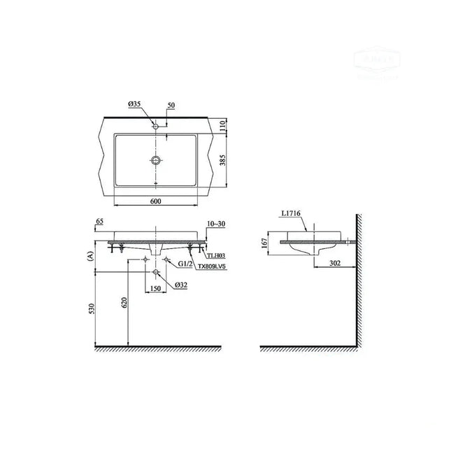 L1716#W Lavabo Đặt Trên Bàn