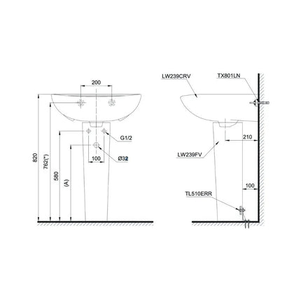 Chân dài L239FR#W | Thiết Bị Vệ Sinh TOTO