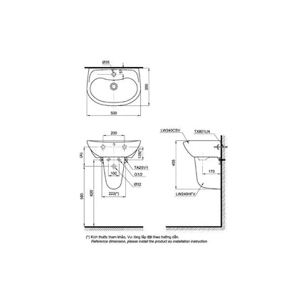 Lht240Cs#W Lavabo Treo Tường