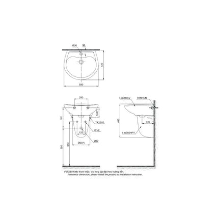 Lht300Cr#W Lavabo Treo Tường