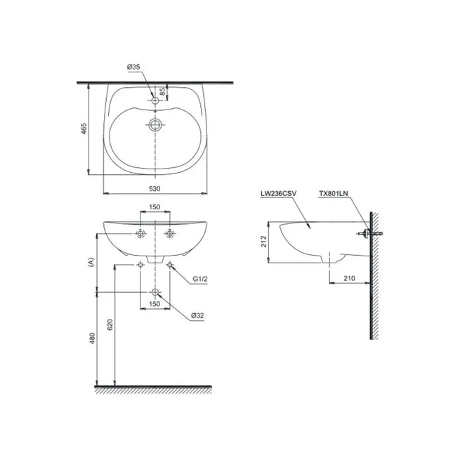 Lavabo Treo Tường LT236CS#W | Thiết Bị Vệ Sinh TOTO Việt Nam