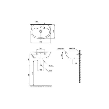 Lt240Cs#W Lavabo Treo Tường