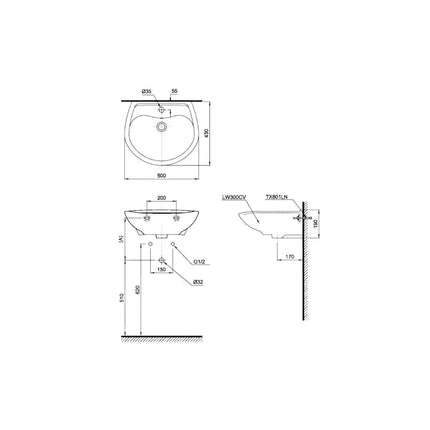 Lt300C#W Lavabo Treo Tường