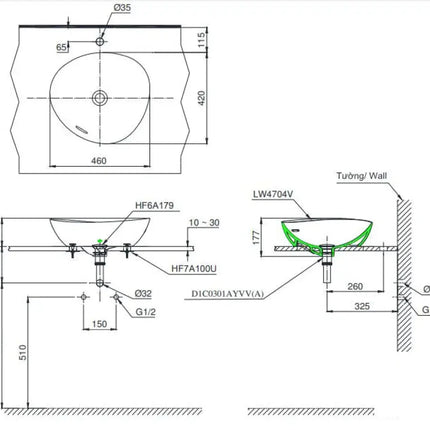 Lt4704G17#Xw Lavabo Đặt Trên Bàn