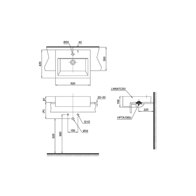 Lt647Cs#Xw Lavabo Bán Âm Bàn