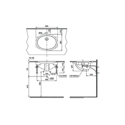 Lw1505V#Xw Tl516Gv Lavabo Âm Bàn