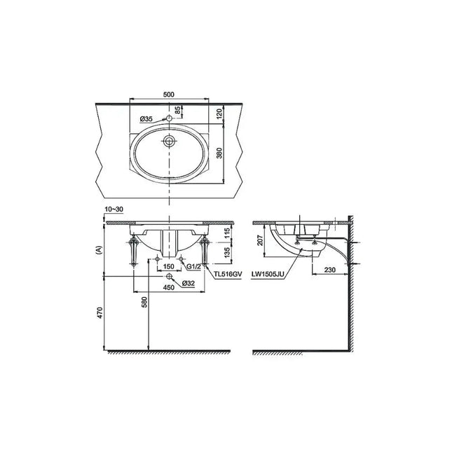 Lw1505V#Xw Tl516Gv Lavabo Âm Bàn