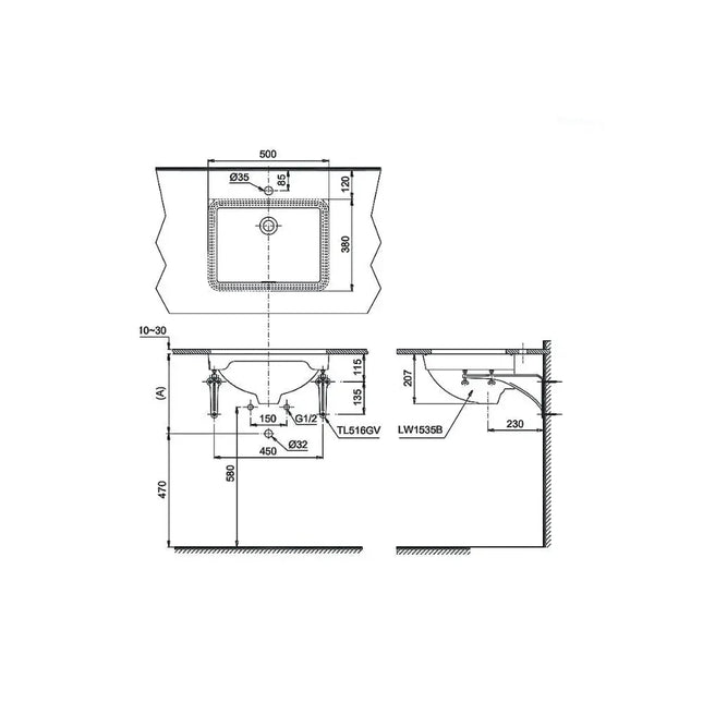 Lw1535V#Xw Tl516Gv Lavabo Âm Bàn