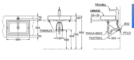 Chậu Rửa Lavabo Trên Bàn TOTO LW643JW/F#W
