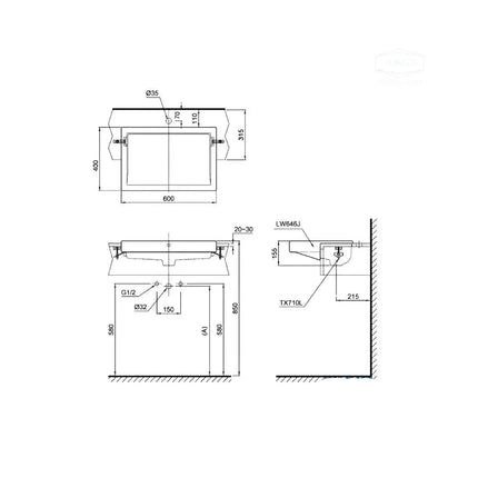 Lw646Jw/F#W Lavabo Bán Âm Bàn