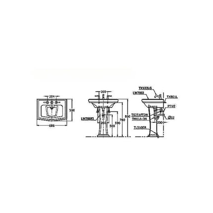 Lw780J#W Lw780Fj#W Tx801Ln Tl510Err Lavabo Treo Tường