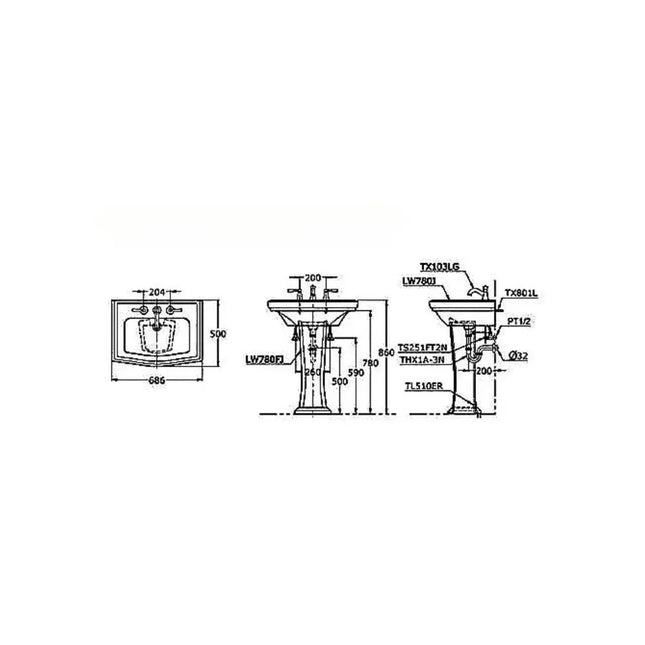 Lw780J#W Lw780Fj#W Tx801Ln Tl510Err Lavabo Treo Tường