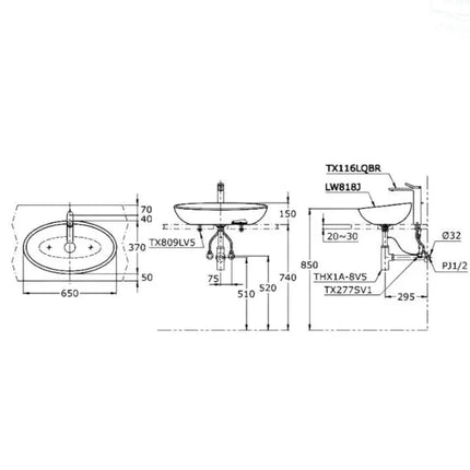 Lw818Jw/F#W Lavabo Đặt Trên Bàn