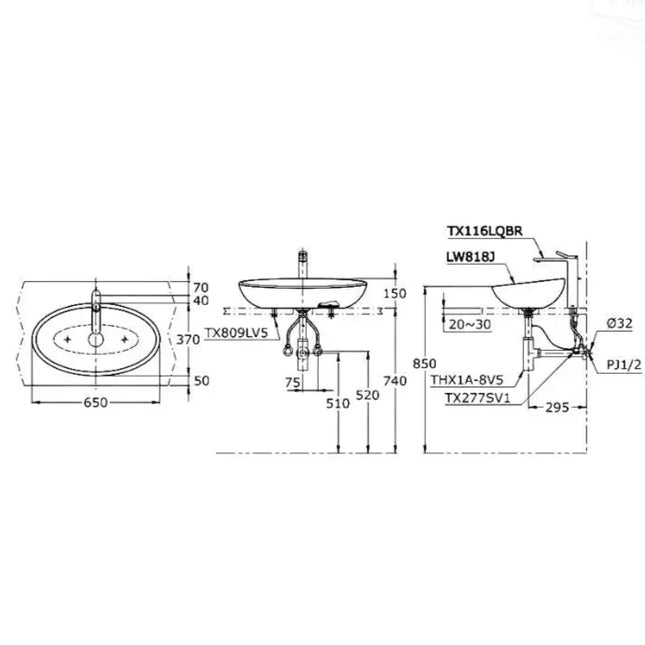 Lw818Jw/F#W Lavabo Đặt Trên Bàn
