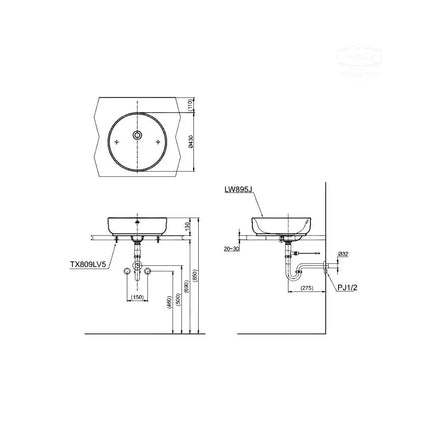 Lw895Jw/F#W Lavabo Đặt Trên Bàn
