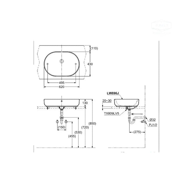 Lw896Jw/F#W Lavabo Đặt Trên Bàn