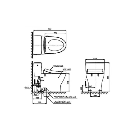 Ms188Vke4#Xw T53P100Vr Bàn Cầu Một Khối