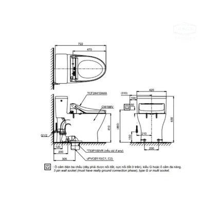 Ms188Vkw14#Xw T53P100Vr Bàn Cầu Một Khối