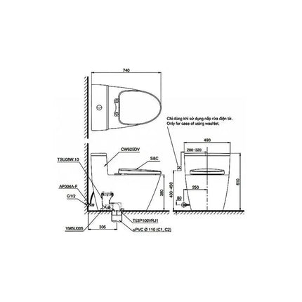 Ms625De4#Xw Bàn Cầu Một Khối