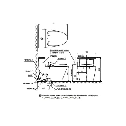 Ms625Dw16#Xw Bàn Cầu Một Khối