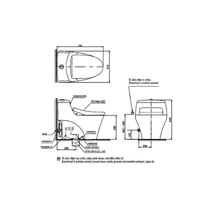 Bàn cầu một khối MS823CDRW12#XW | Thiết Bị Vệ Sinh TOTO