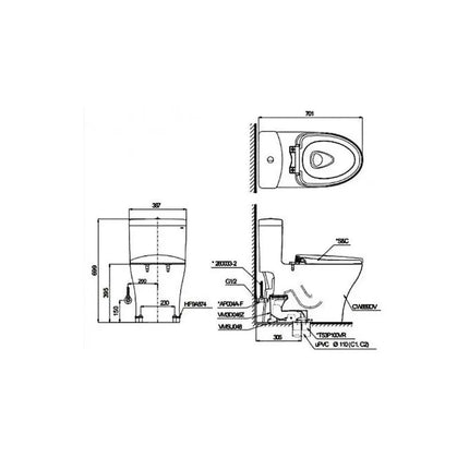 Ms855Cdw17#Xw Bàn Cầu Một Khối