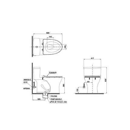 Ms855Dt8#Xw Bàn Cầu Một Khối