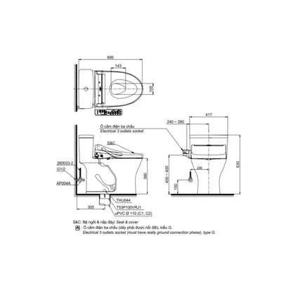Ms855Dw16#Xw Bàn Cầu Một Khối