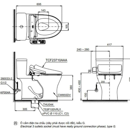 Ms855Dw18#Xw Bàn Cầu Một Khối