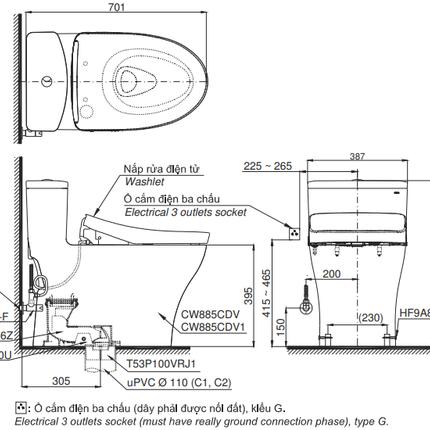 BAN VE MS885CDW17#XW TOTO